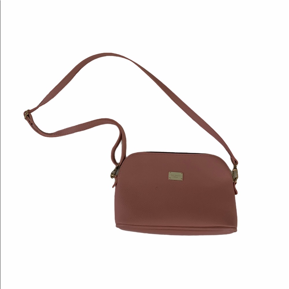 pink leather shoulder bag